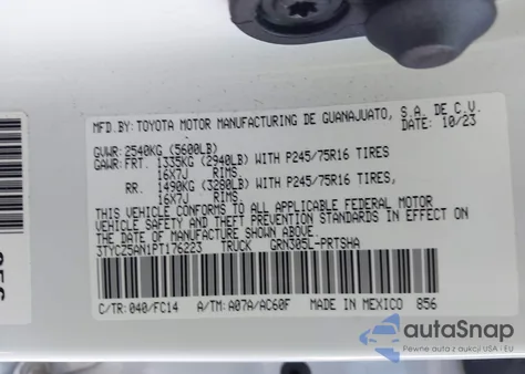 2023 Toyota Tacoma Sr5 V6 z USA, uszkodzony, nr VIN 3TYCZ5AN1PT176223